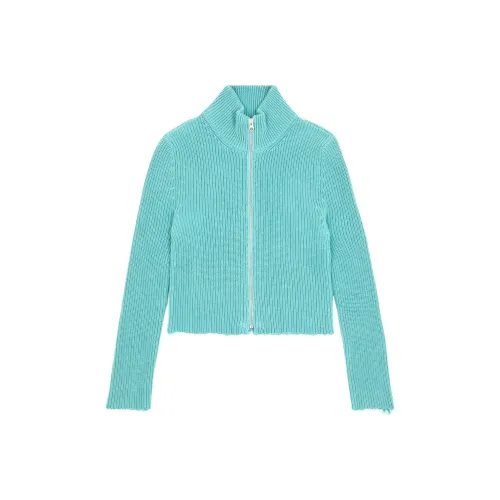 MM6 Maison Margiela Raw Cut Zipped Cropped Cardigan