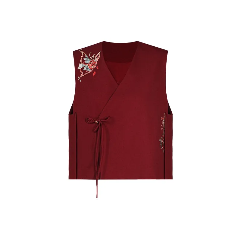 XINGHEHANGE New Chinese Style Modified Vest Women's Red-3
