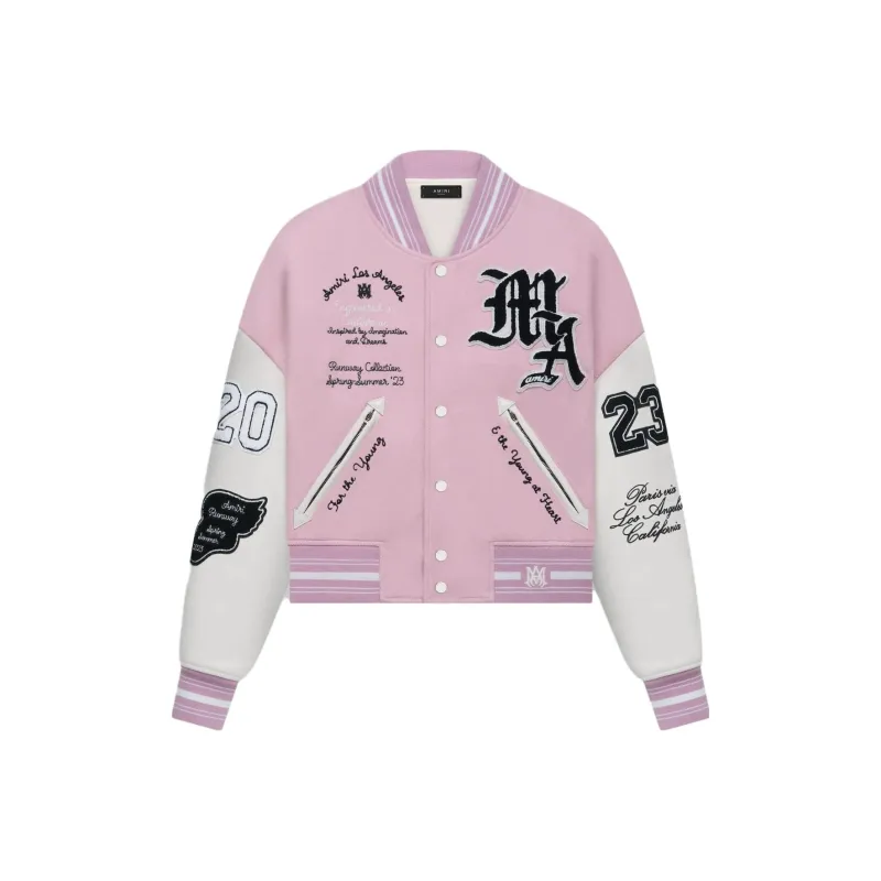AMIRI Oversized Varsity Jacket 'Pink'-0