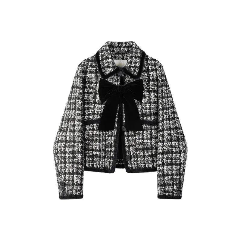 Cypress House Jackets & Coats Women's Black White Plaid-0