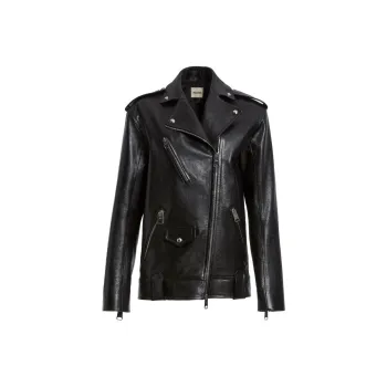KHAITE The Hanson Off-centre Leather Jacket