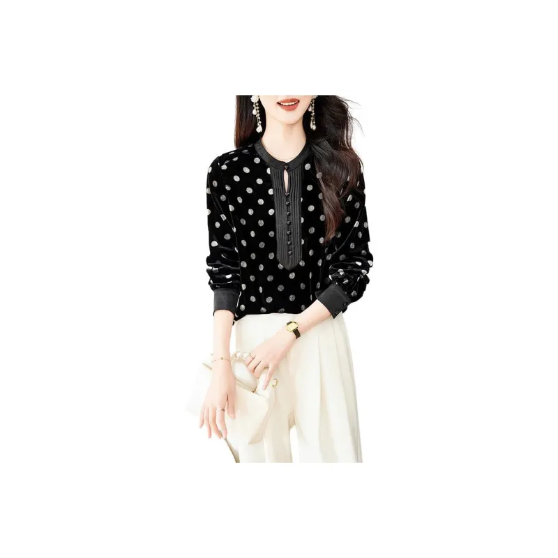 Yi Mengyuan Shirt Women's Polka Dot Black-0