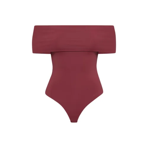 ARITZIA Contour Contour Off-Shoulder Bodysuit Bodysuits Women's Dark Ruby Red/Deep Gemstone Red
