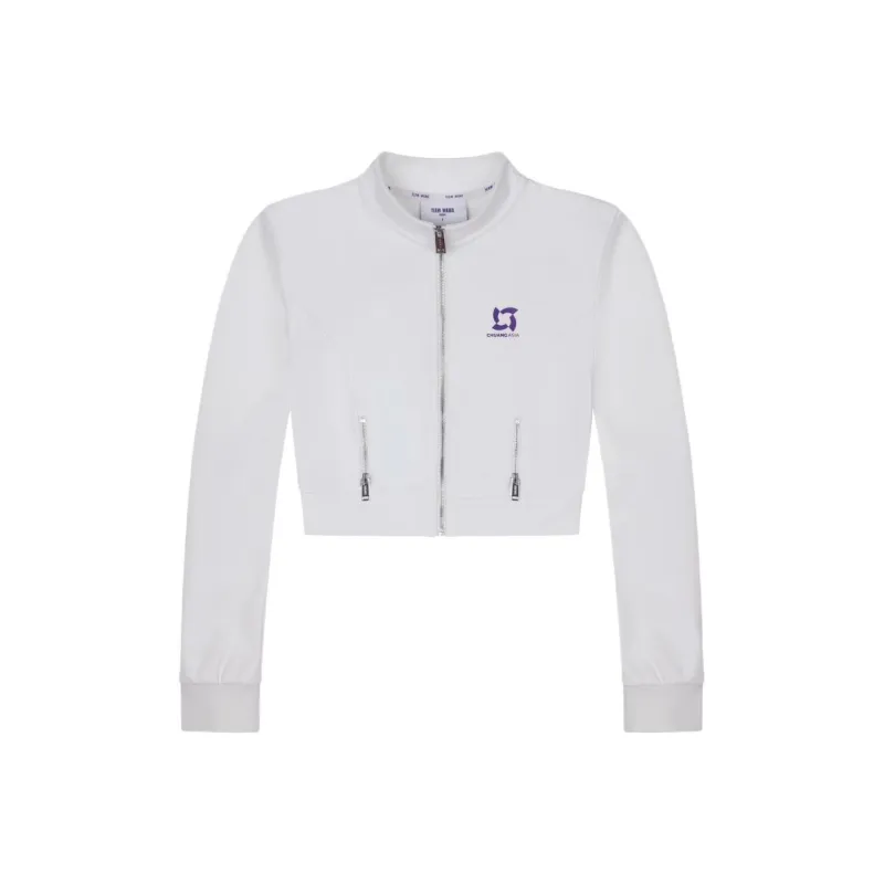 TEAM WANG Design Logo print Cropped Track Jacket-2