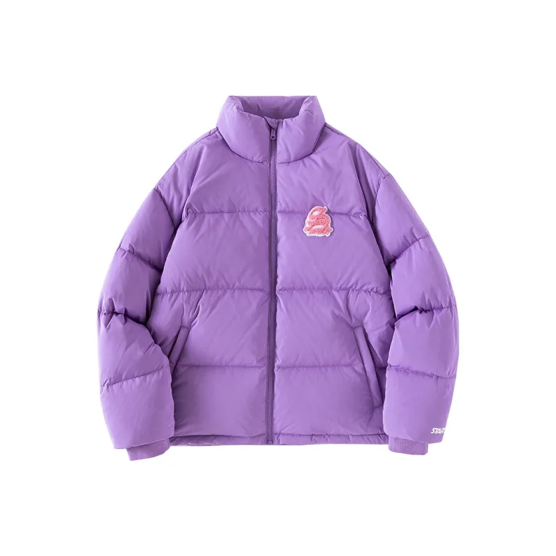 STARTER Letter Stand Collar Loose Fit Thickened Down Jacket Women's Purple-0