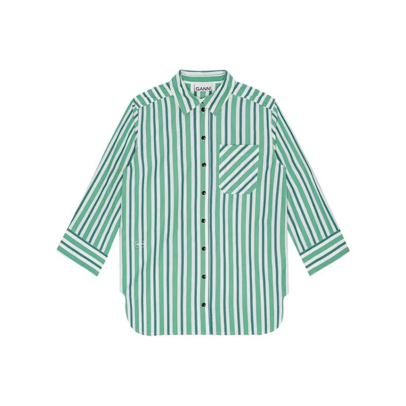GANNI Striped Oversized Shirt-0