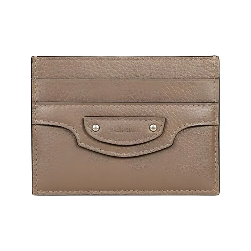 Balenciaga Grain Calfskin Card Holder, Crossbody Bag Unisex Brown-0