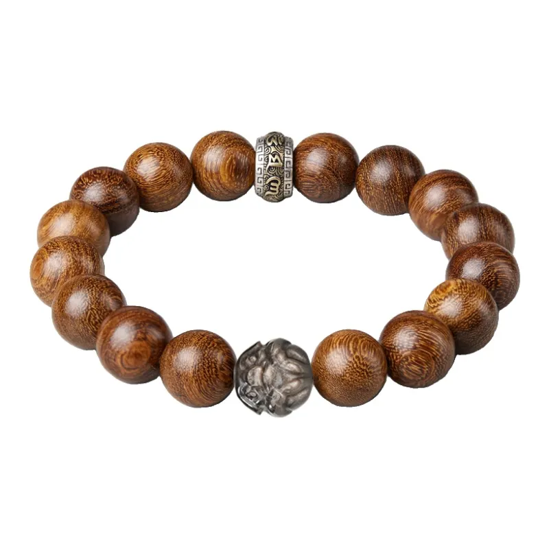 SGE Golden Sandalwood Beaded Bracelet Wooden Product Buddhist Bead Unisex-14