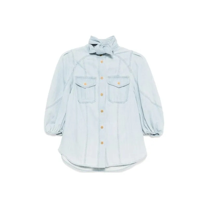 Zimmermann Acacia Denim Lantern Blouse-0