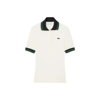 LACOSTE Ribbed Polo Collar Top