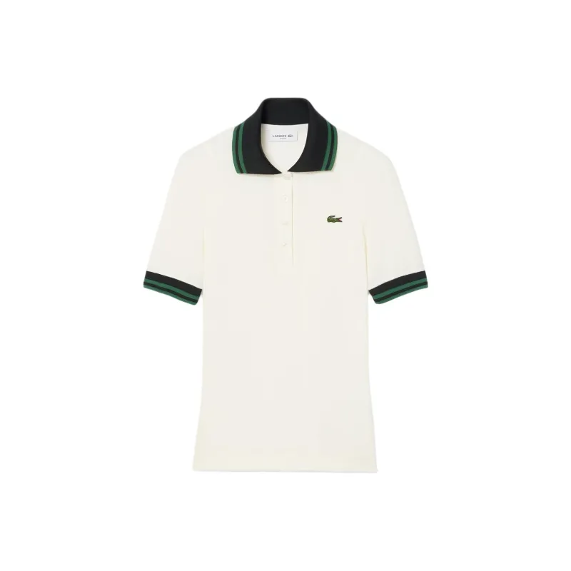 LACOSTE Ribbed Polo Collar Top-0
