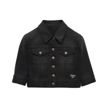 PRADA Triangle Logo Cropped Denim Jacket