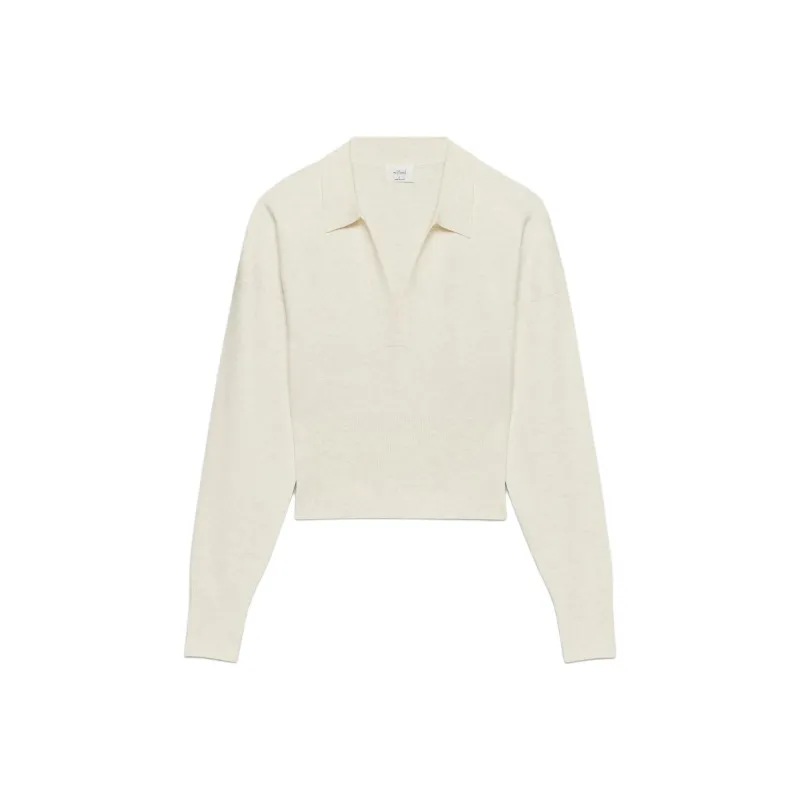ARITZIA Wilfred Ginny Polo Sweater Polo Shirt Women's Heather Light Oatmeal/Stonecrop Oat-0