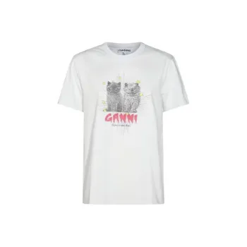 GANNI Graphic Printed Crewneck T Shirt