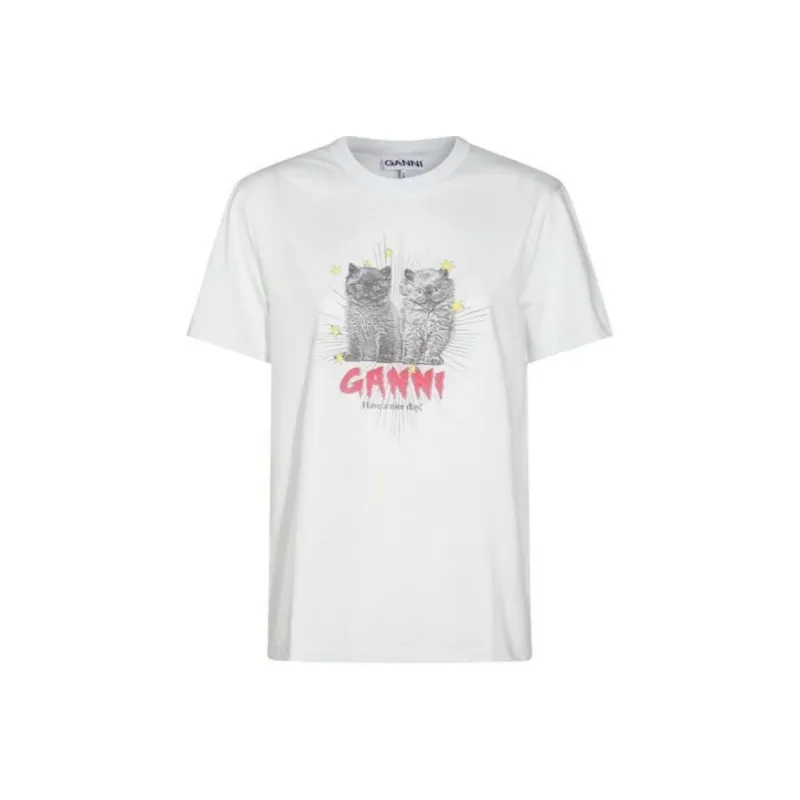 GANNI Graphic Printed Crewneck T Shirt-0