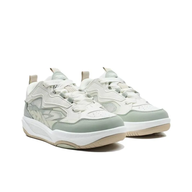 XTEP Wave CTR Anti Slip Wear Resistant Low Top Skateboard Shoes Women's White Green-2