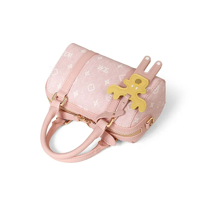 Teenmix PVC Boston Bag, Shoulder Bag, Crossbody Bag, Handbag Regular Women's Coffee/Ecru/Cherry Blossom Pink/Sky Blue-11