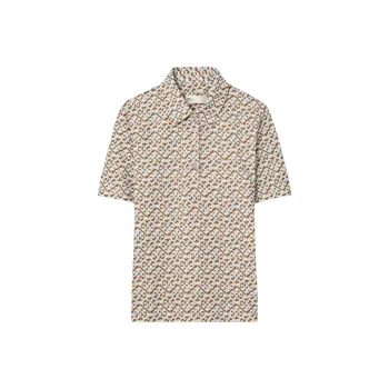 TORY BURCH SS24 Polo Shirt Women's Stone Gray