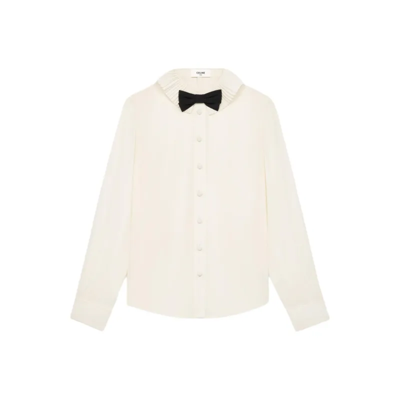 CELINE Mia Shirt With Bow In Silk Crêpe And Acetate-0