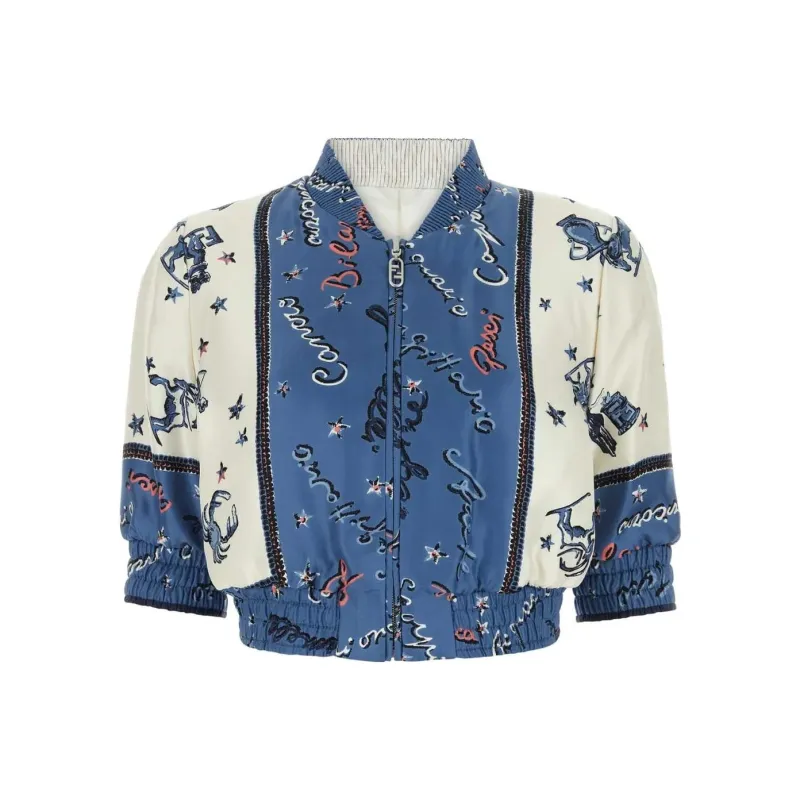 FENDI Astrology-motif Silk Bomber Jacket-0