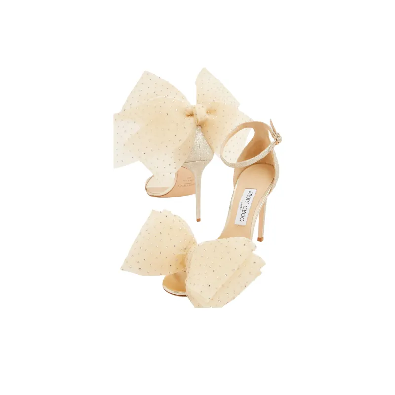Jimmy Choo Aveline One Strap Sandals 10cm Women's Gold-3