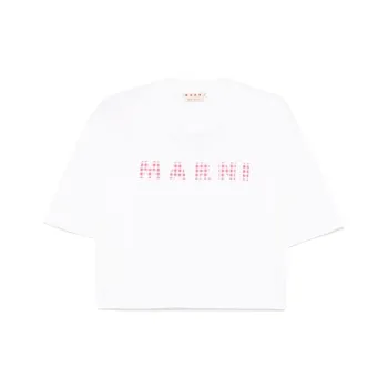 MARNI Logo Printed Cropped T Shirt