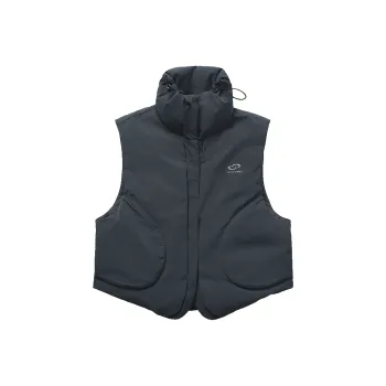 UPON PRO Outdoor Urban Techwear Curved Cut Stand Collar Protective Down Jacket Vest Women's Extreme Night Black
