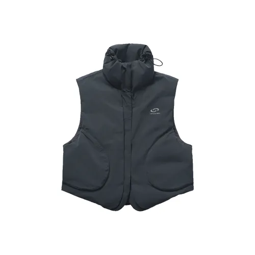 UPON PRO Outdoor Urban Techwear Curved Cut Stand Collar Protective Down Jacket Vest Women's Extreme Night Black