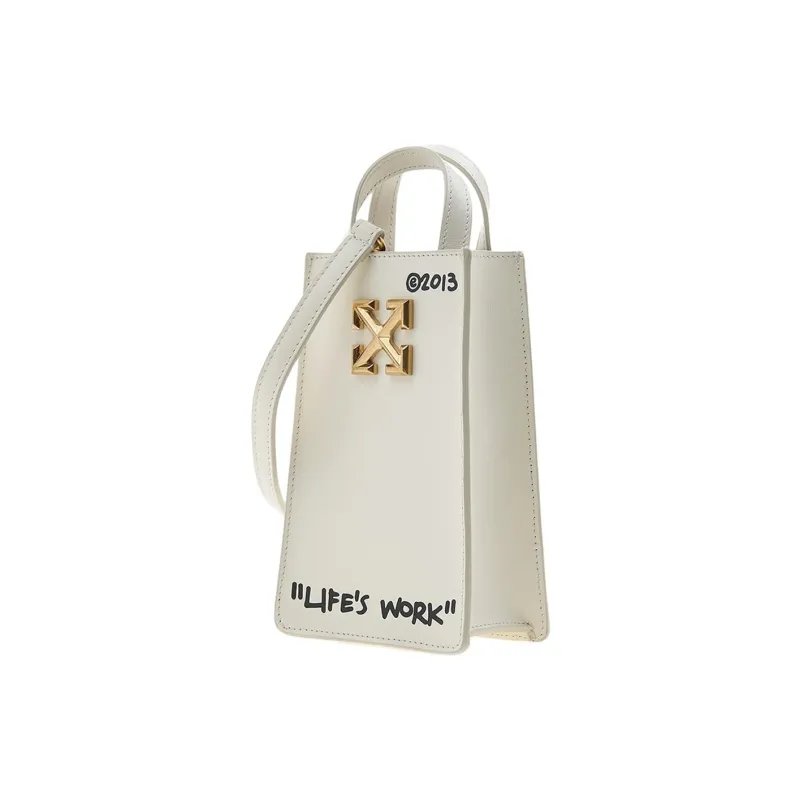 OFF WHITE Leather Shoulder Bag, Crossbody Bag Women's Ecru-1