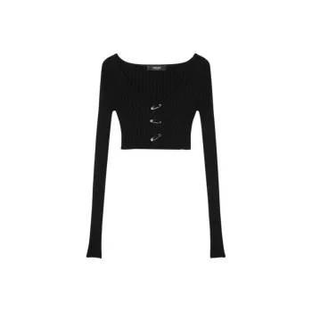 VERSACE Cropped Ribbed Knit Cardigan