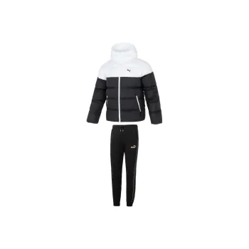 PUMA Casual Sportswear Men Set Black White Down Jacket+Black Pants