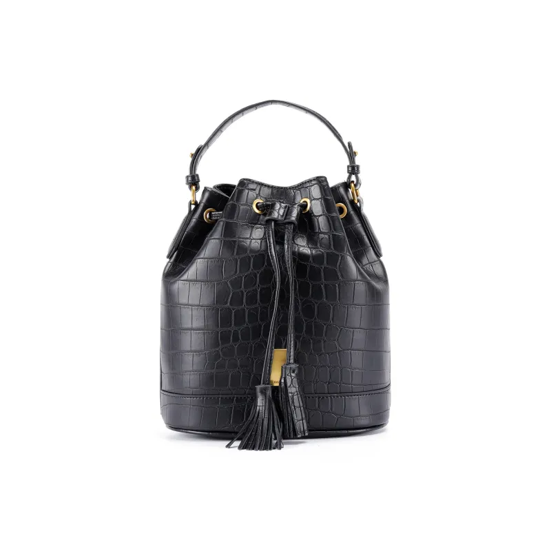 COURONNE Split Cow Leather Crossbody Bag Regular Women's Black/Ecru-0