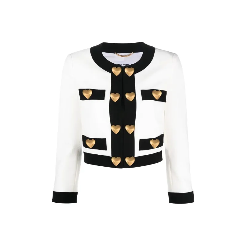 MOSCHINO Heart Embellished Long Sleeved Cropped Jacket-0