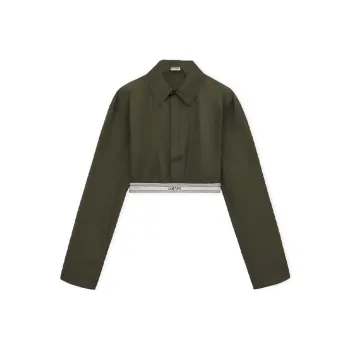 LOEWE Cropped Shirt 'Dark Olive Green'