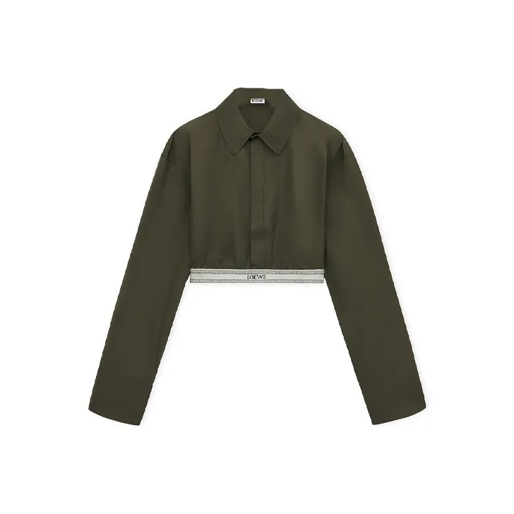 LOEWE Cropped Shirt 'Dark Olive Green'-0