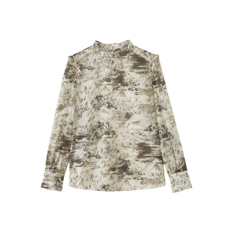 SHUIYUNJIAN Shirt Women's Army Green Flower-0