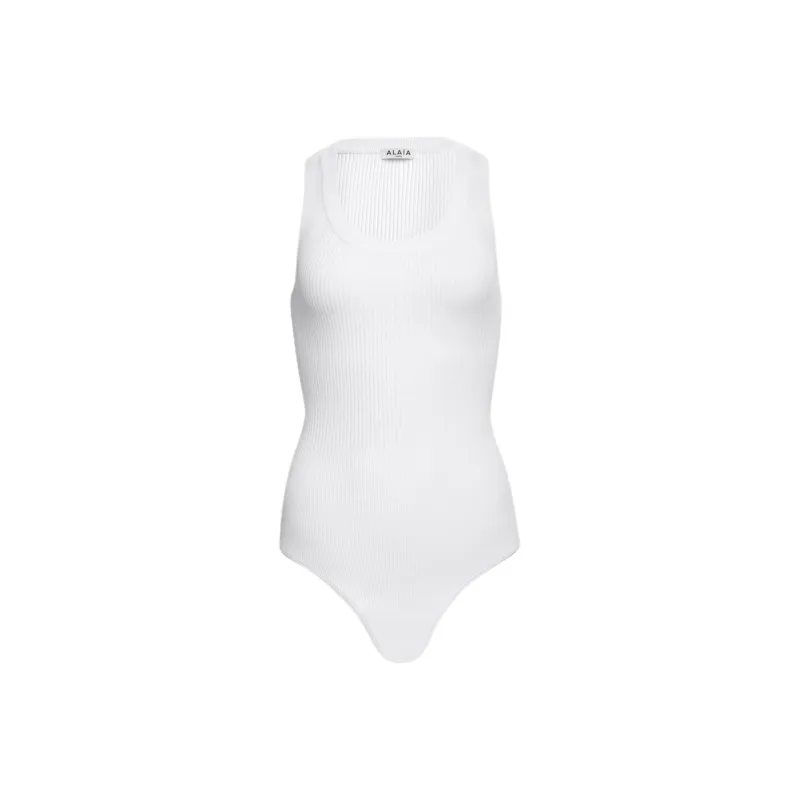 Alaia Sleeveless Ribbed Knit Bodysuit-0