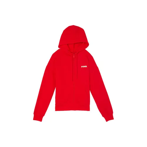 Victoria's Secret PINK Ivy Fleece Campus Full-Zip Hoodie/BV Sweatshirt Women's Bright Vermilion