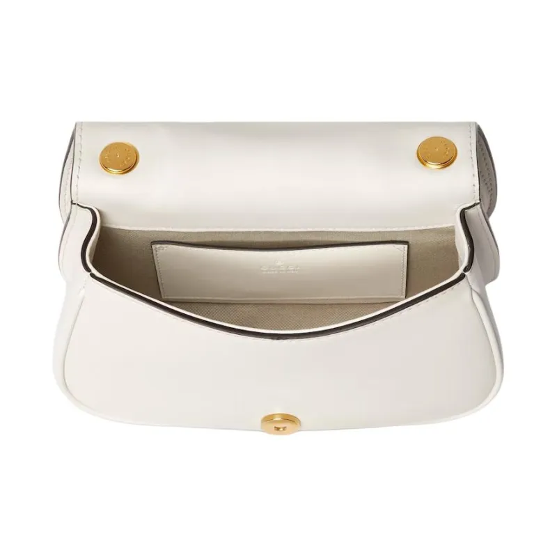 GUCCI Leather Shoulder Bag Mini Women's White-4