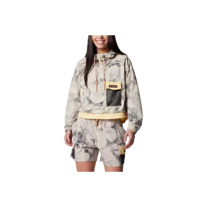 Columbia Painted Peak Women's Painted Peak™ Cropped Wind Jacket Jackets Coats Women's Deep Stone Pear Blossom Print-0