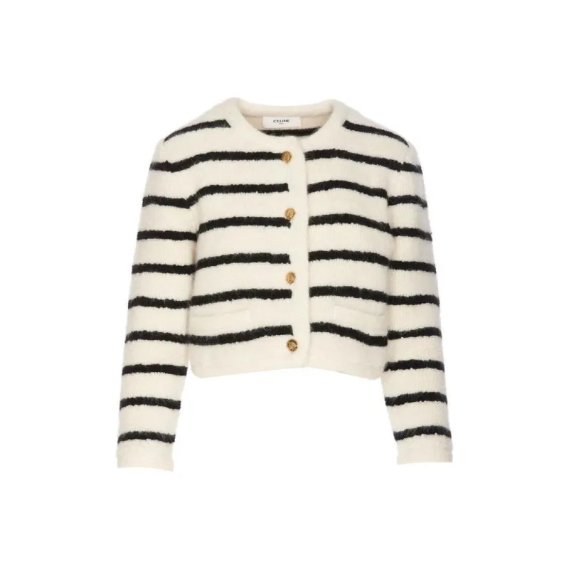 CELINE Marinière Cardigan Jacket In Wool-7