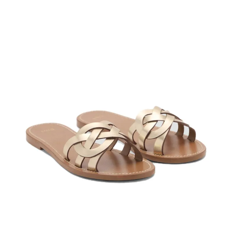 MANGO Slide Slippers Women's Black/Brown/Gold-5