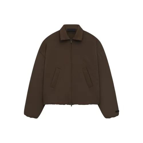 Fear Of God Essentials Military Nylon Hooded Jacket Women's Military Nylon Bomber Jacket Brown