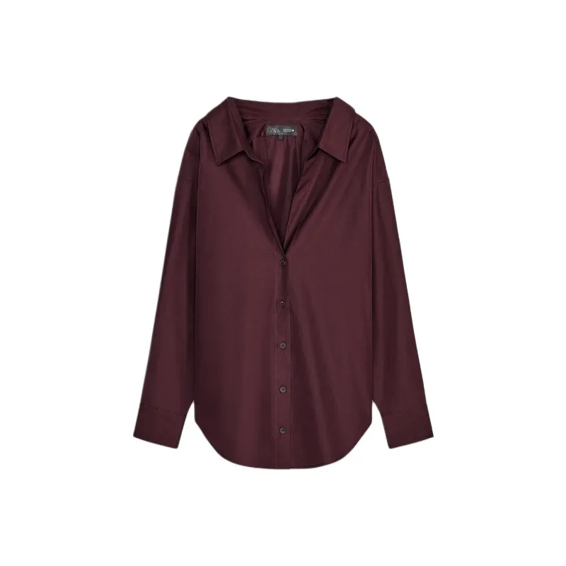 ZARA ZW Series Shirt Women's Burgundy-0