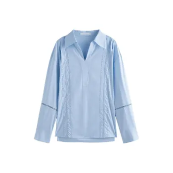 FANSILANEN Korean Style Loose Fit Embroidered Long Sleeved Shirt Women's