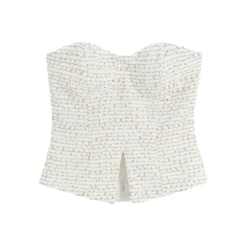 Bebe Strapless Top Women's White Multicolor