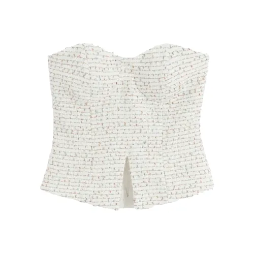 Bebe Strapless Top Women's White Multicolor