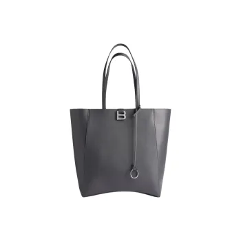 Balenciaga Hourglass Smooth Calf Leather Tote Bag, Shopping Bag, Handbag Medium Size Women's Gray