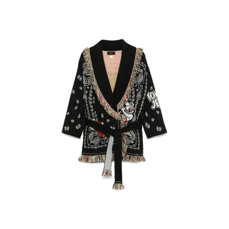 Alanui Graphic Intarsia Fringed Cardigan-0