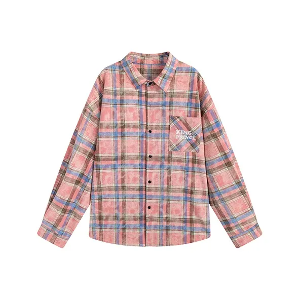 KING PRINCE Shirt Women's Pink Plaid-0